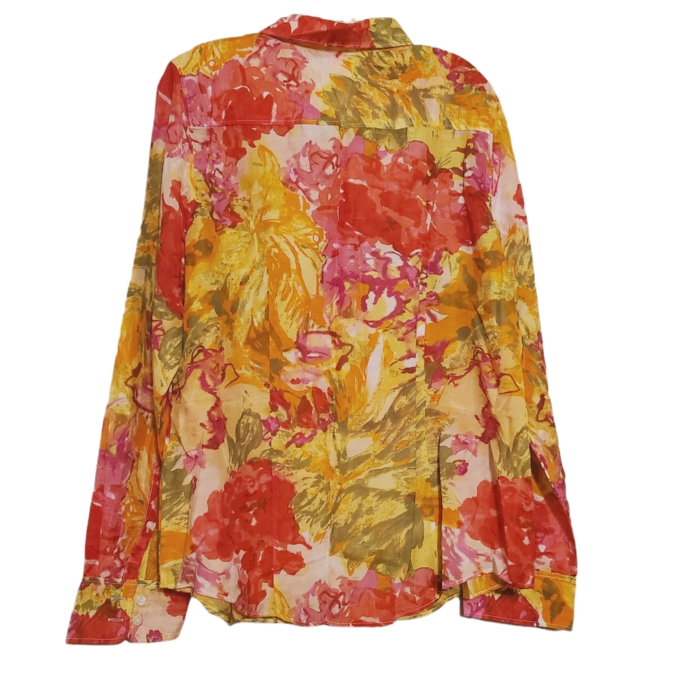 J. Crew Factory | Women's Floral Print The Perfect Button-Down Shirt (Size XL) - Picture 11 of 11